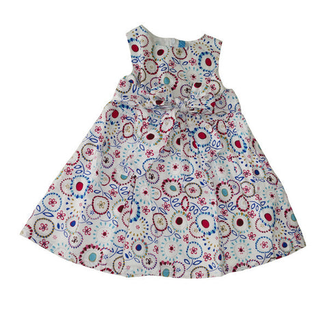 Dress -Blu Girls White/Flowers & bow BS13-038